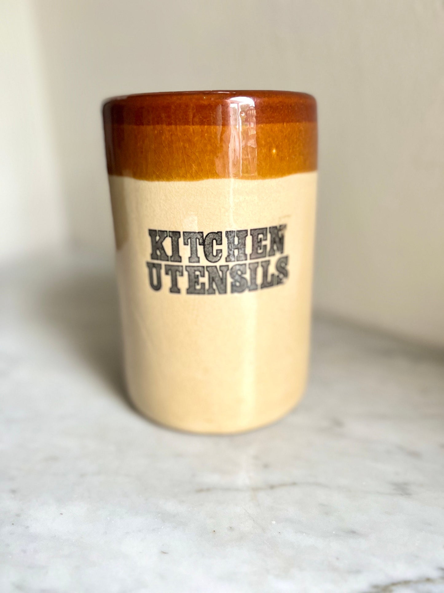 Vintage T.G. Green Stoneware Kitchen Utensil Crock - English Country Decor