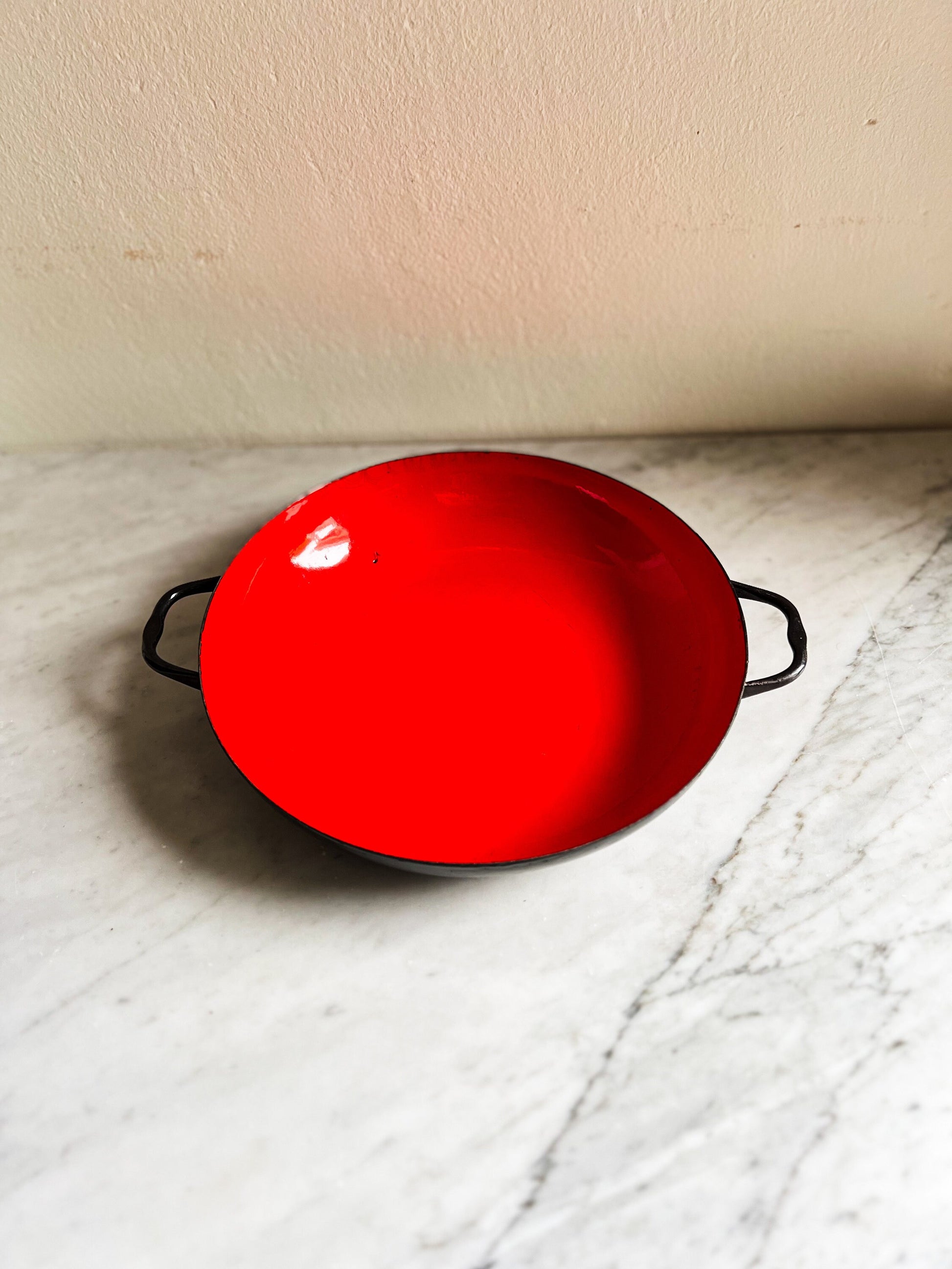 Vintage Huta Silesia 3 Enamel Saute Pans, Nesting Paella Pots Made in Poland,Camping Outdoor Eating, Al Fresco Dining, 3 Piece Cookware Set