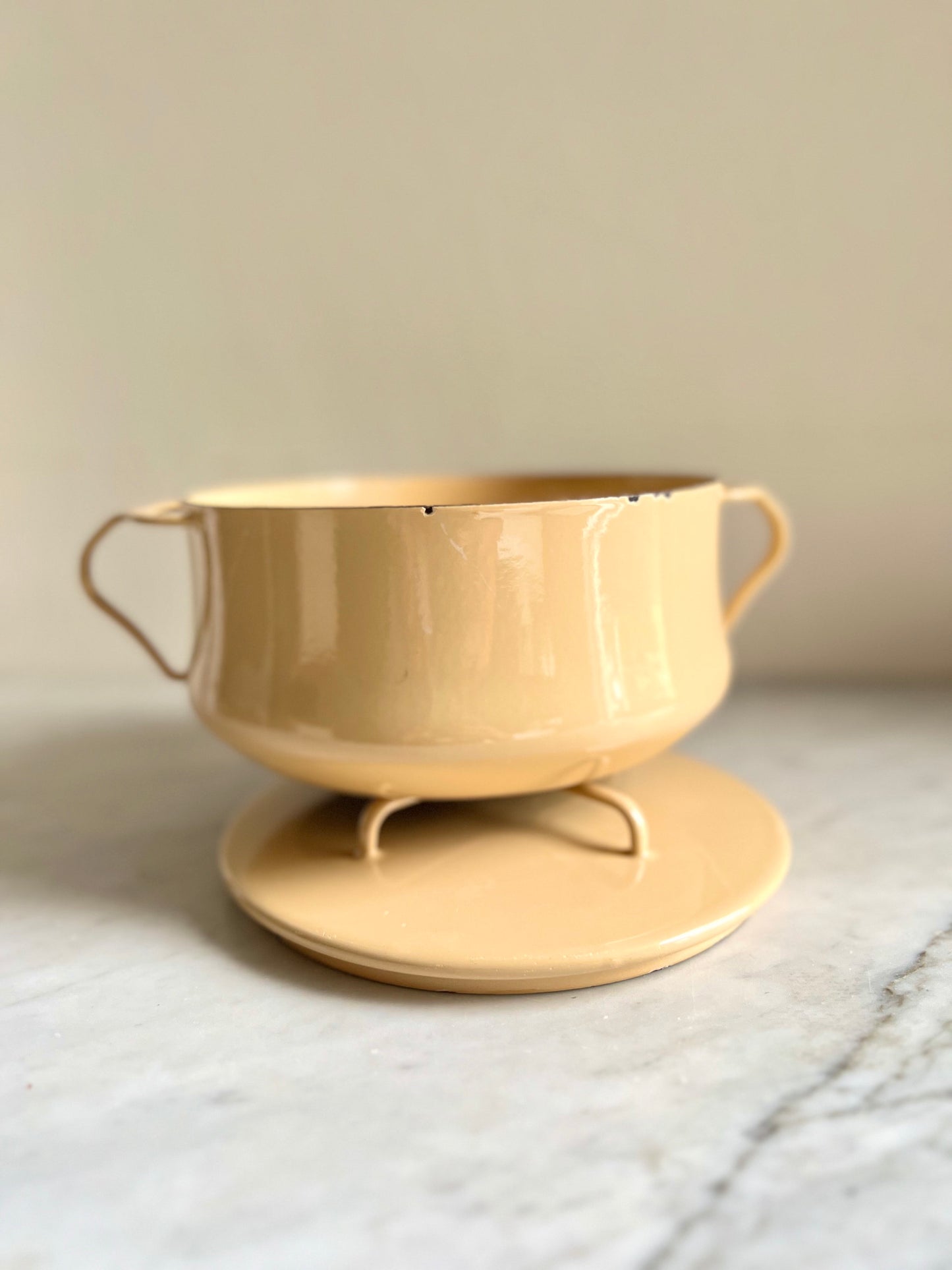 Vintage Dansk Kobenstyle Yellow Dutch Oven: Mid-Century Enamel Cookware