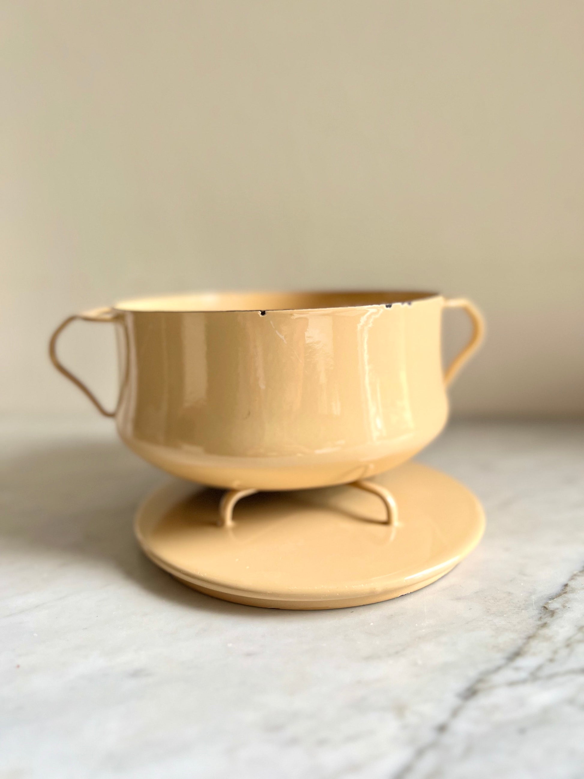 Vintage Dansk Kobenstyle Yellow Dutch Oven: Mid-Century Enamel Cookware