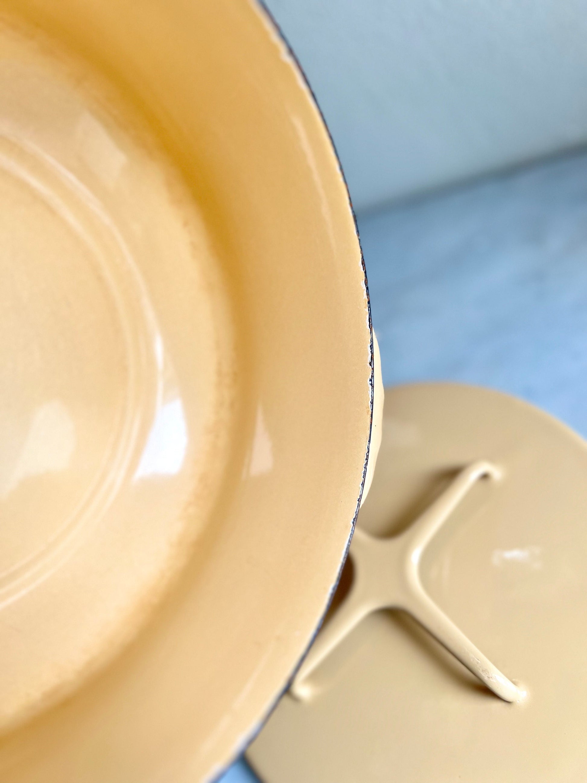 Vintage Dansk Kobenstyle Yellow Dutch Oven: Mid-Century Enamel Cookware