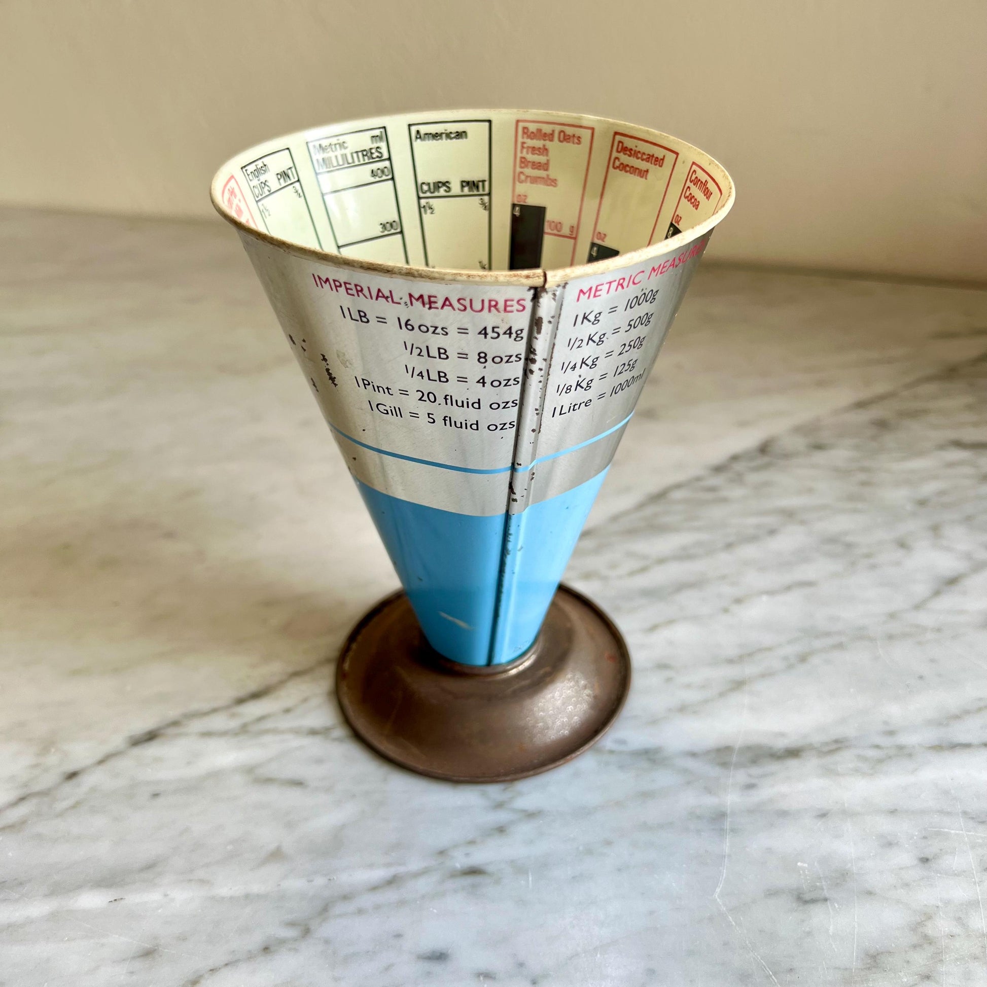 Vintage Tala Cook's Measure Cone: Blue & Silver Baking Tool