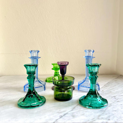 Vintage Candle Holders in Multiple Styles. Vintage Glass Candlestick Holders. Art Deco Taper Candleholders . Depression Glass Candle Holders