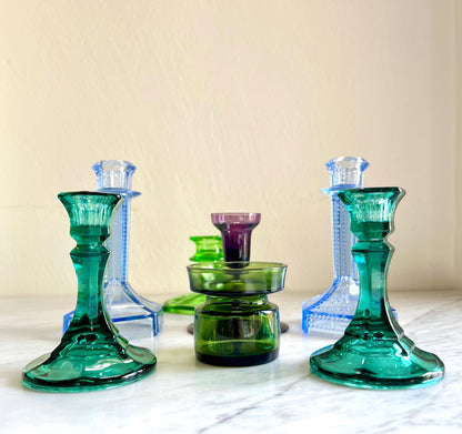 Vintage Candle Holders in Multiple Styles. Vintage Glass Candlestick Holders. Art Deco Taper Candleholders . Depression Glass Candle Holders