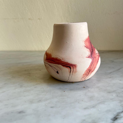Vintage Small Nemadji Pottery Bud Vase Brown & Beige + Black + Dark Orange, Nemadji Pottery , American Pottery, Nemadji Collector