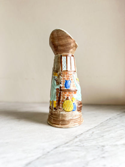 Vintage H J Wood Pitcher Vase – Hand Painted Tavern Scene, Raised Relief, British Pottery