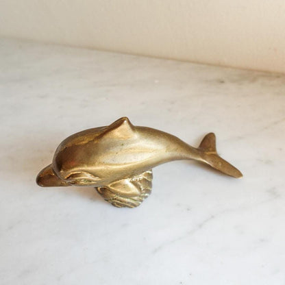 Vintage Brass Dolphin Figurine: Coastal Nautical Decor, MCM Style