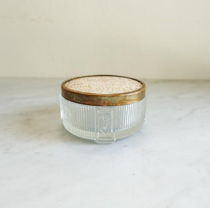 Hobnail Vanity Trinket Jar, Cold Cream Moisturizer Round Container with Floral lid