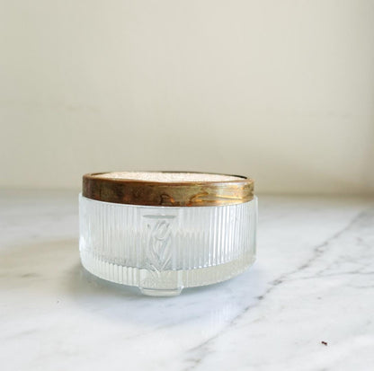 Hobnail Vanity Trinket Jar, Cold Cream Moisturizer Round Container with Floral lid