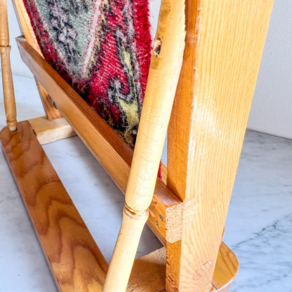 Vintage Miniature Weaving Loom with “Anahid Noor” Woven Panel – Armenian Goddess & Light