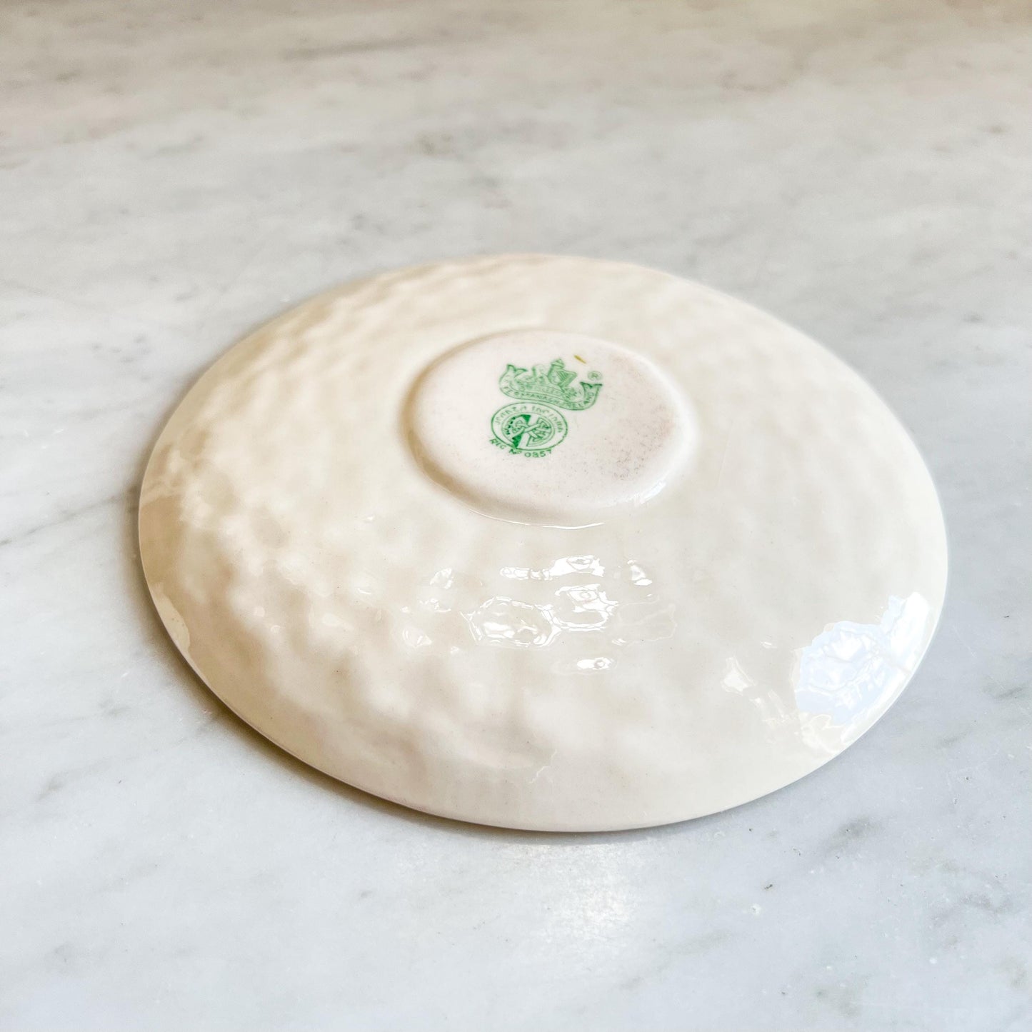 Belleek Shamrock Cup & Saucer, Vintage Irish Porcelain Teacup, Basket Weave and Hand Painted Shamrocks