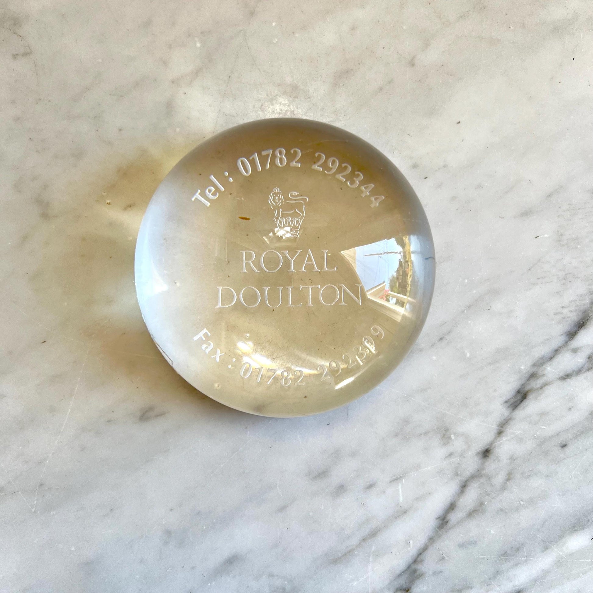 Vintage Royal Doulton Glass Paperweight: Queen's Silver Jubilee 1977
