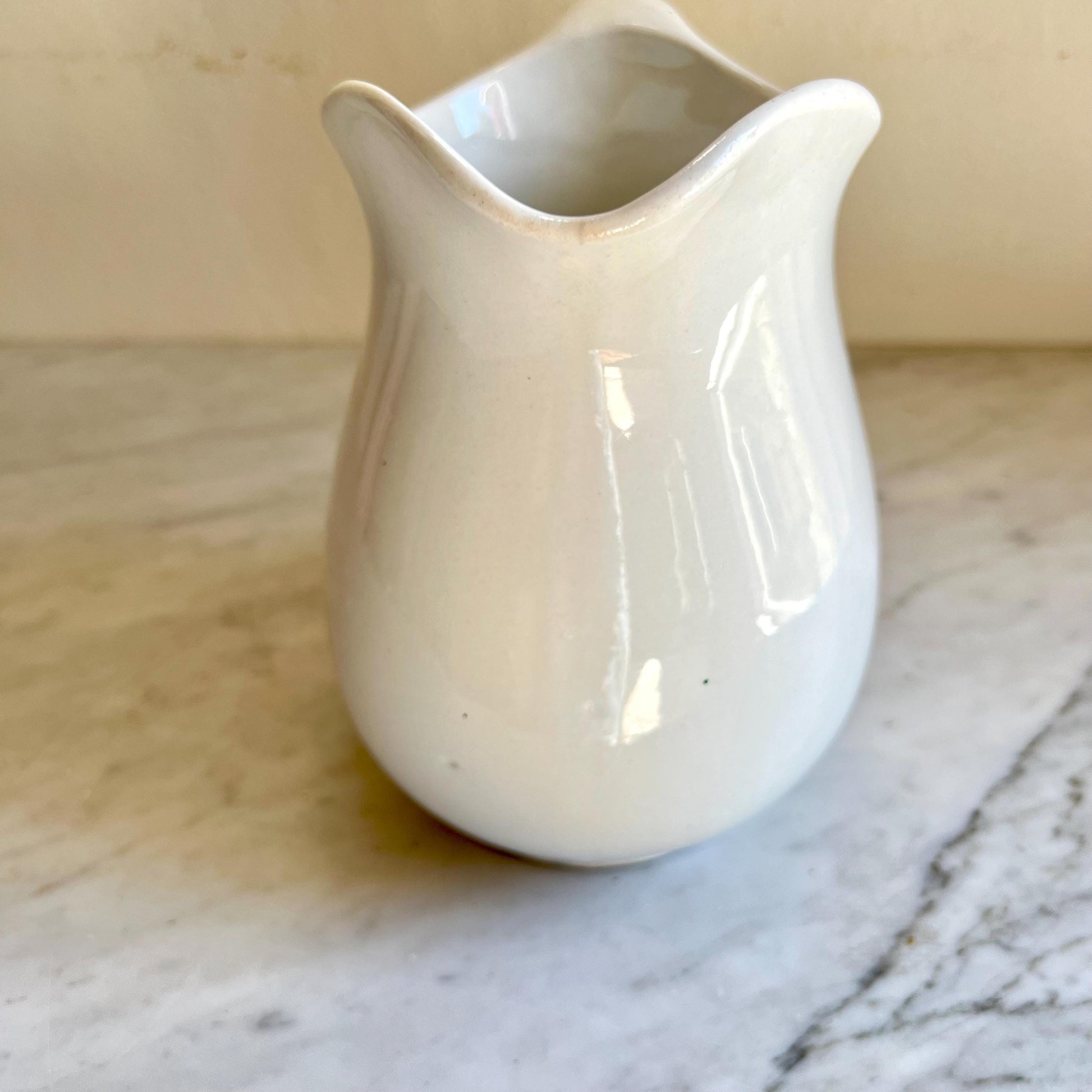 Vintage White Ironstone Pitcher: Large Farmhouse Vase, HR Wyllie, USA Made