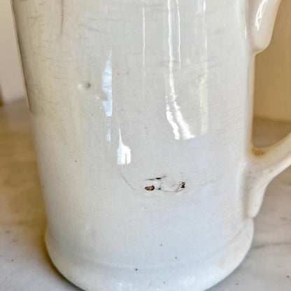 Antique English Ironstone Milk Pitcher | 19th Century White Ironstone Jug | Farmhouse Kitchen Decor | Country Cottage Style | Rustic Wedding