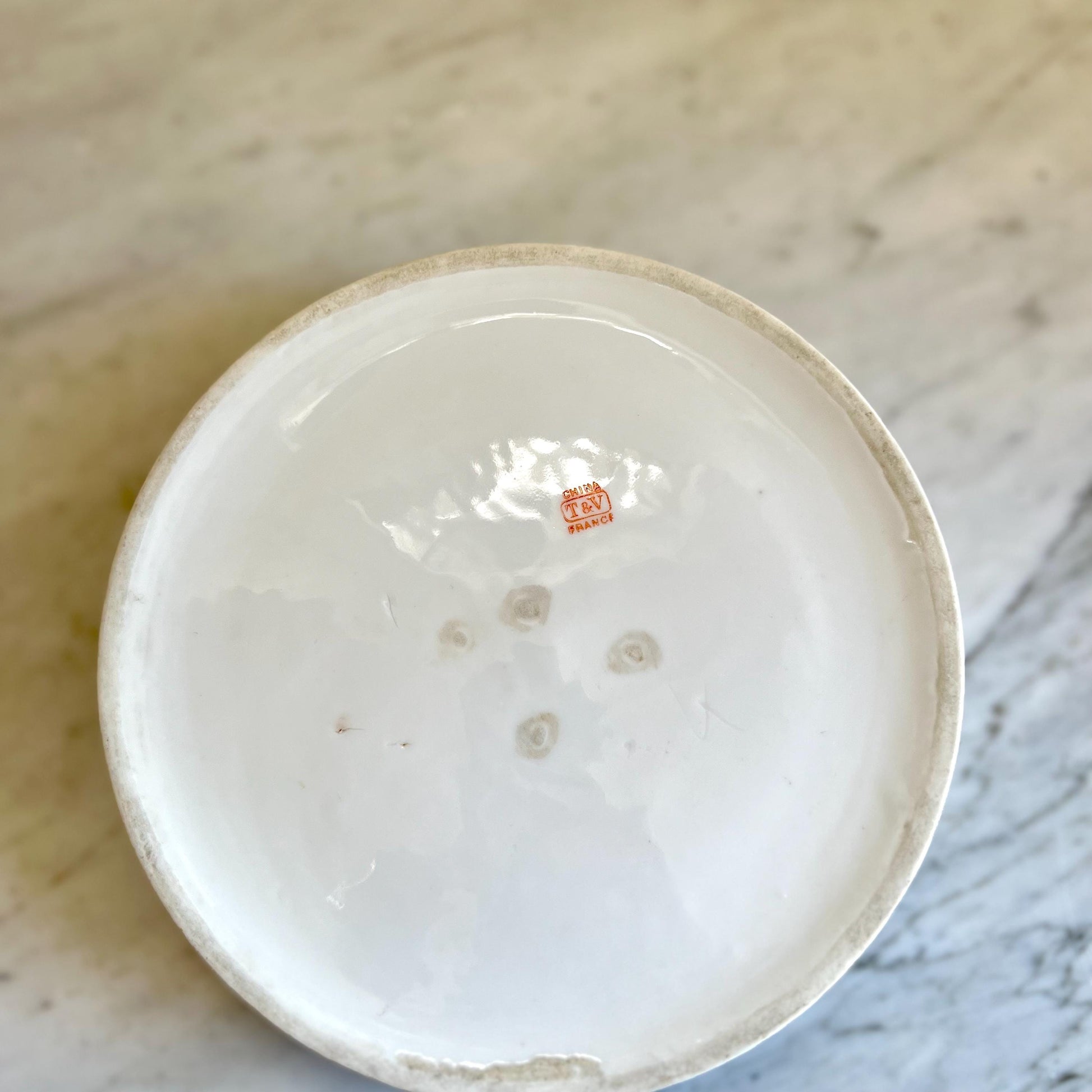 Antique T&V Limoges France Porcelain Bowl – Tressemann and Vogt White Round Dish – Limoges French China