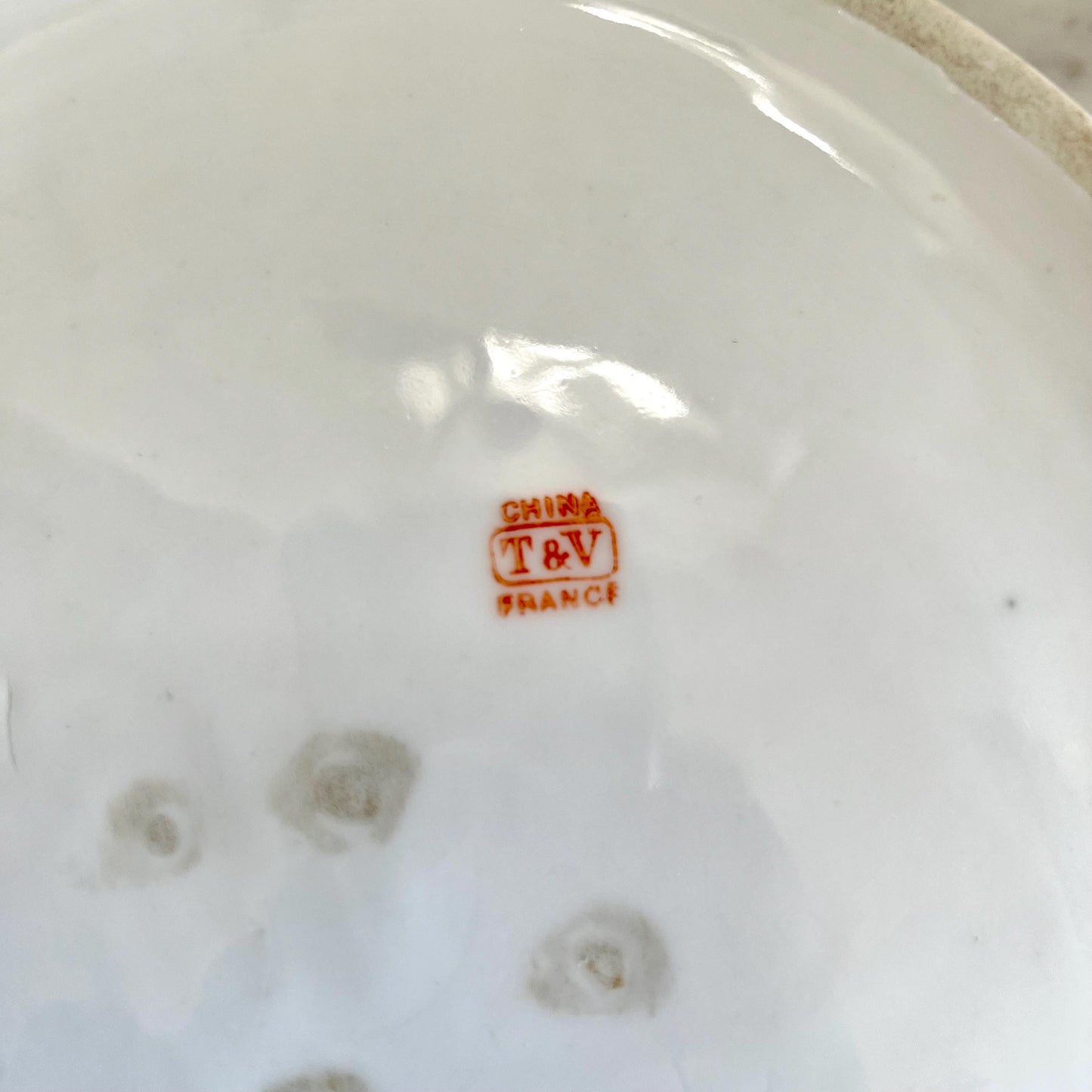 Antique T&V Limoges France Porcelain Bowl – Tressemann and Vogt White Round Dish – Limoges French China