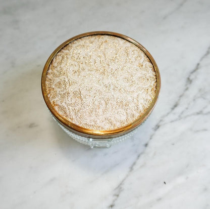 Hobnail Vanity Trinket Jar, Cold Cream Moisturizer Round Container with Floral lid