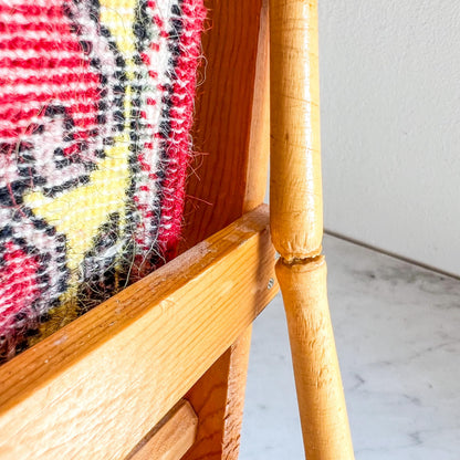 Vintage Miniature Weaving Loom with “Anahid Noor” Woven Panel – Armenian Goddess & Light
