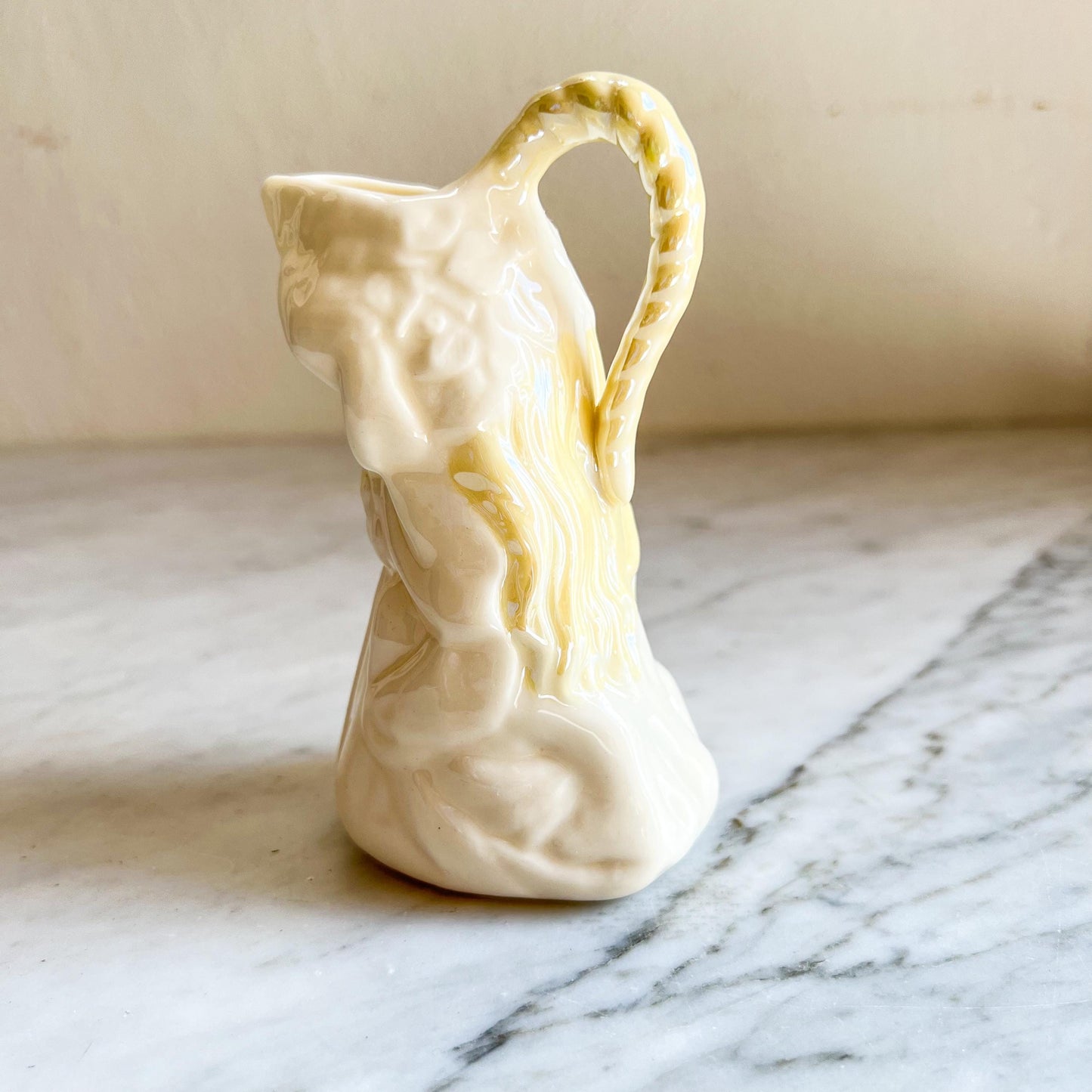 Belleek Undine Figurative Female Creamer (1940s) – Vintage Irish Porcelain – Water Nymph Design
