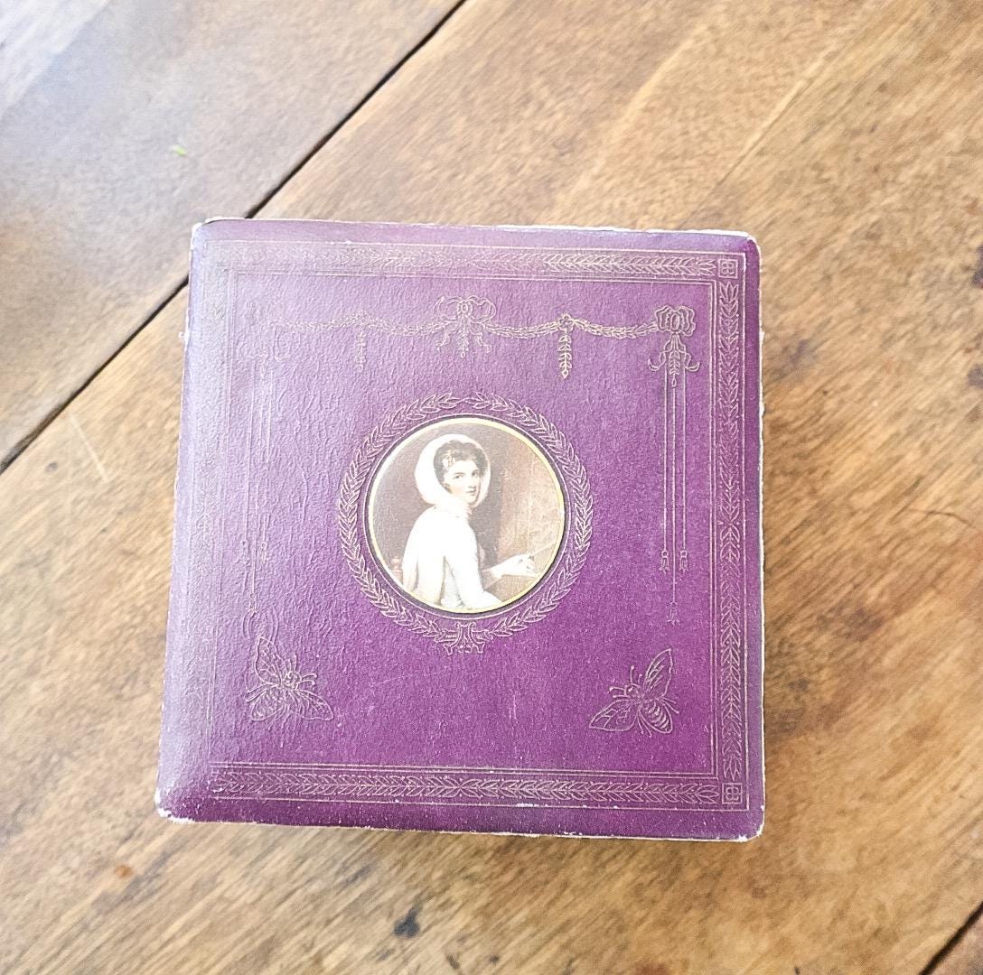 Vintage Perfume Bottle Set: Clear Glass Bottles in Purple Silk Box