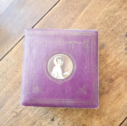 Vintage Perfume Bottle Set: Clear Glass Bottles in Purple Silk Box