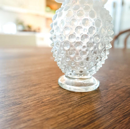 Vintage Fenton Milk Glass Bud Vase: Hobnail Ruffled Edge, Mid-Century Decor