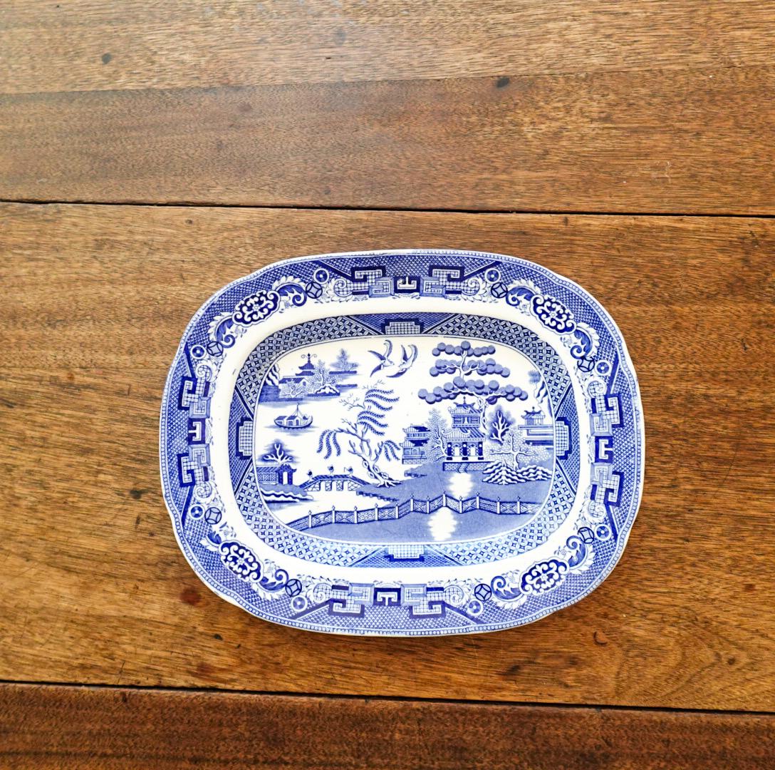 Antique Wood & Sons Blue Willow Platter: English Transferware China (12")