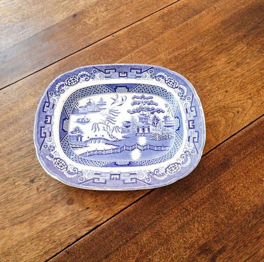 Antique Wood & Sons Blue Willow Platter: English Transferware China (12")