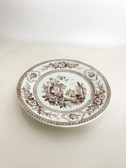 Antique Brown Transferware Plate – “Parma” by Livesley Powell & Co, Victorian Staffordshire