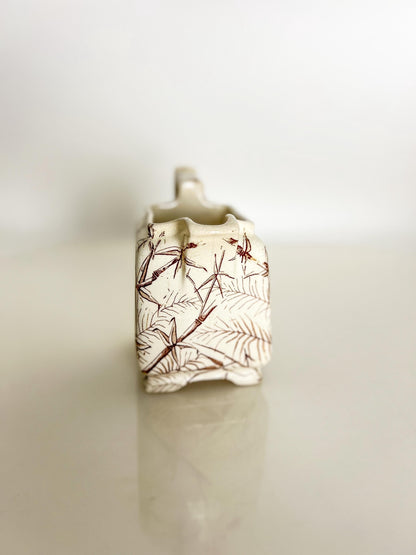Antique Transferware Creamer: Brown Bamboo Motif, Victorian Staffordshire