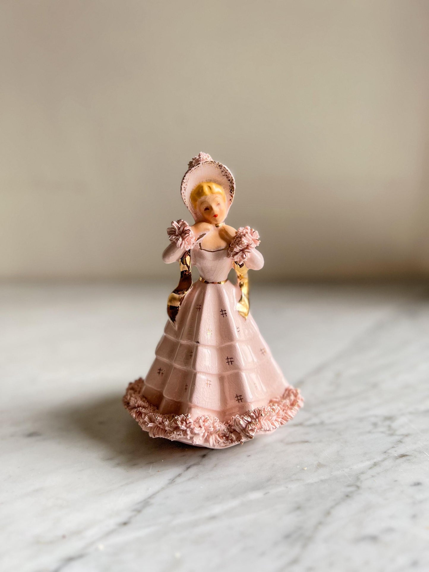 Vintage Pink Lady Planter: Southern Belle Ceramic Figurine, ArtMark Japan