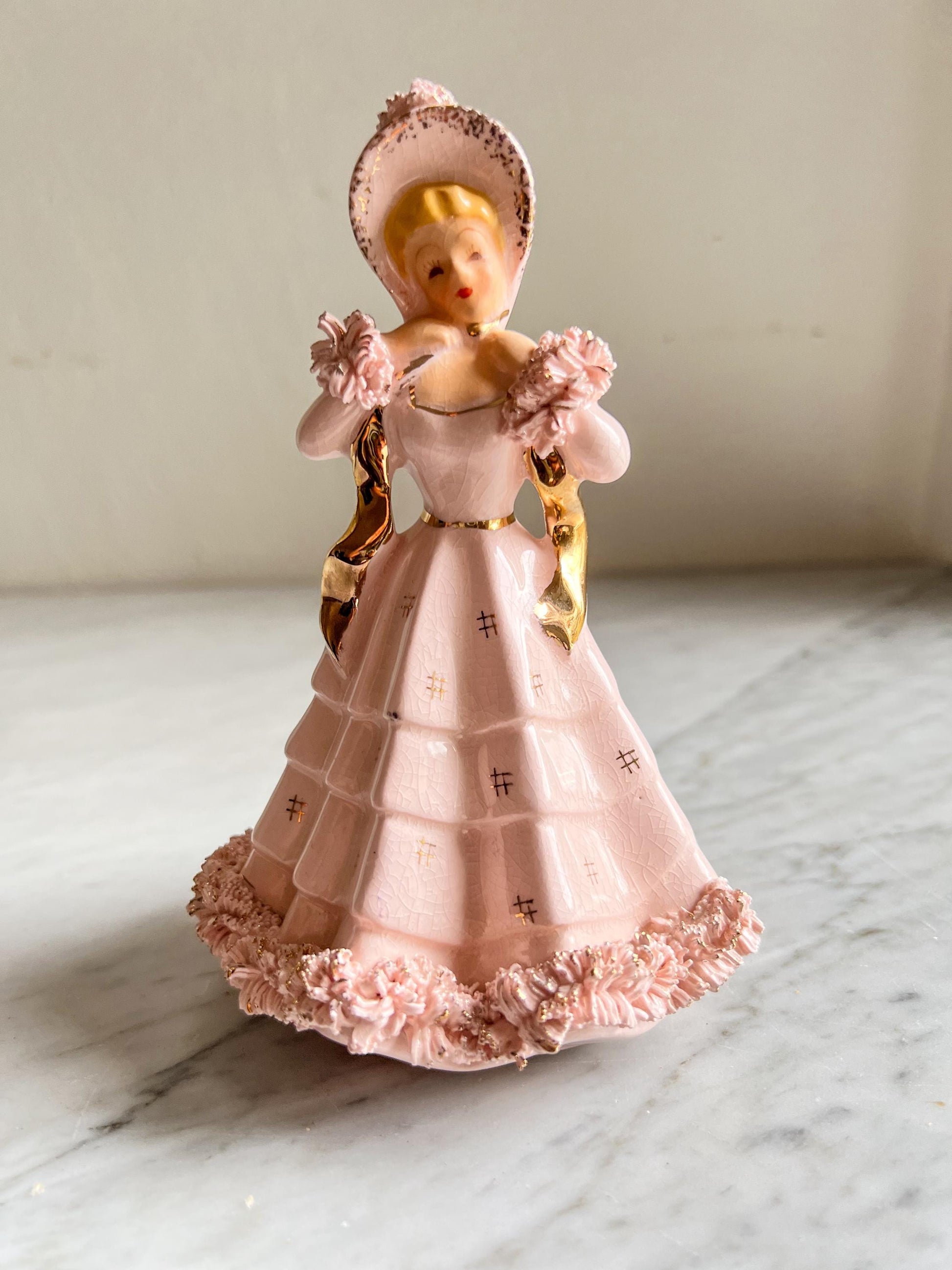 Vintage Pink Lady Planter: Southern Belle Ceramic Figurine, ArtMark Japan