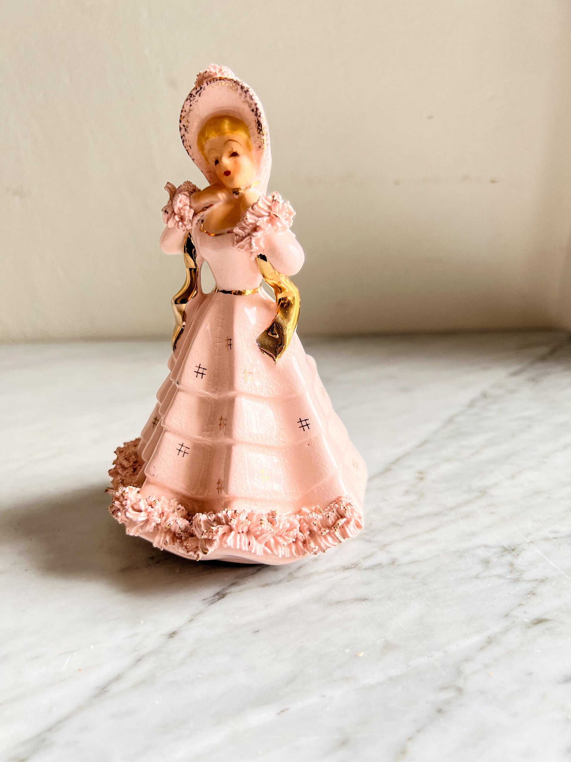 Vintage Pink Lady Planter: Southern Belle Ceramic Figurine, ArtMark Japan