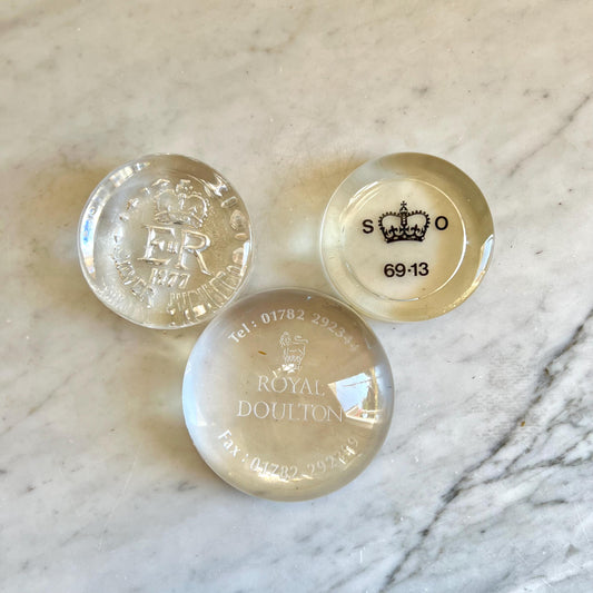 Vintage Royal Doulton Glass Paperweight: Queen's Silver Jubilee 1977