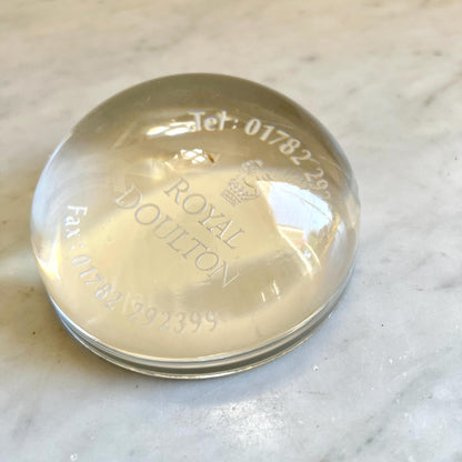 Vintage Royal Doulton Glass Paperweight: Queen's Silver Jubilee 1977