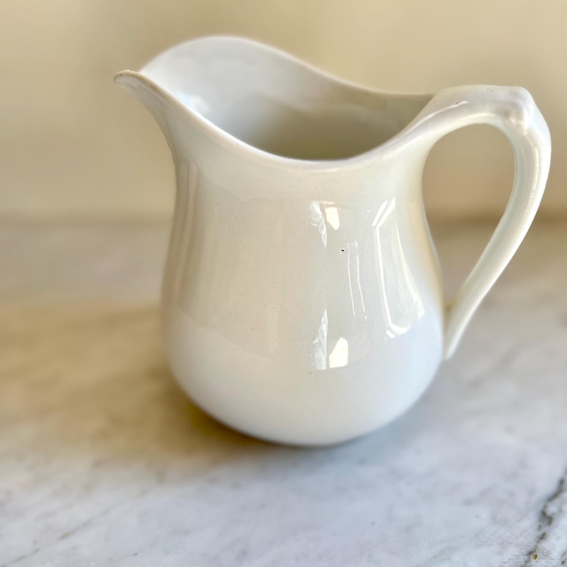 Vintage White Ironstone Pitcher: Large Farmhouse Vase, HR Wyllie, USA Made