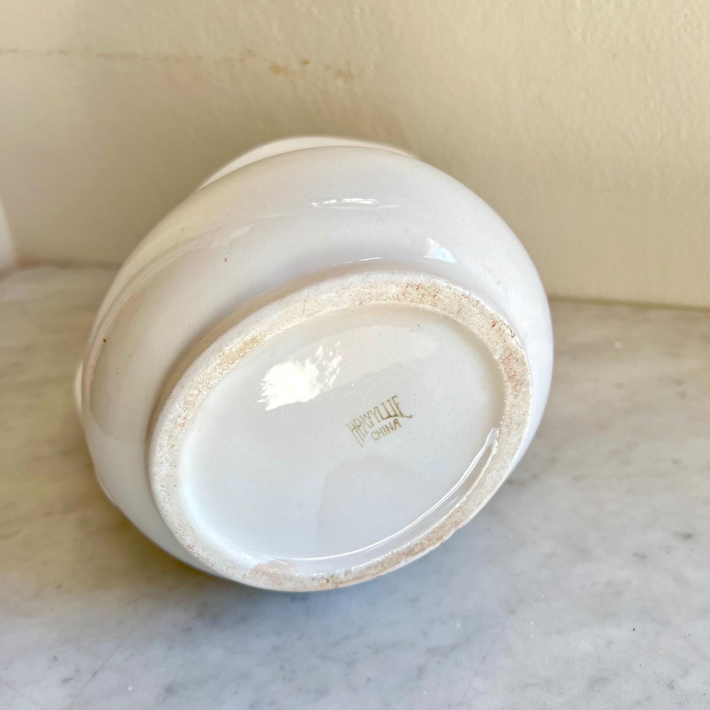 Vintage White Ironstone Pitcher: Large Farmhouse Vase, HR Wyllie, USA Made