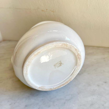 Vintage White Ironstone Pitcher: Large Farmhouse Vase, HR Wyllie, USA Made