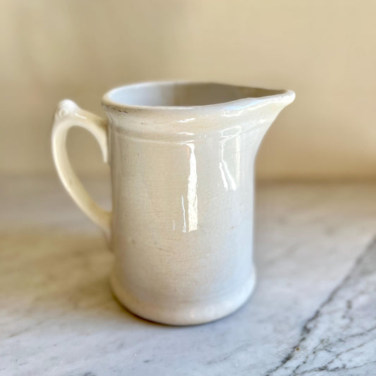 Antique English Ironstone Milk Pitcher | 19th Century White Ironstone Jug | Farmhouse Kitchen Decor | Country Cottage Style | Rustic Wedding