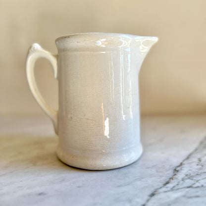 Antique English Ironstone Milk Pitcher | 19th Century White Ironstone Jug | Farmhouse Kitchen Decor | Country Cottage Style | Rustic Wedding