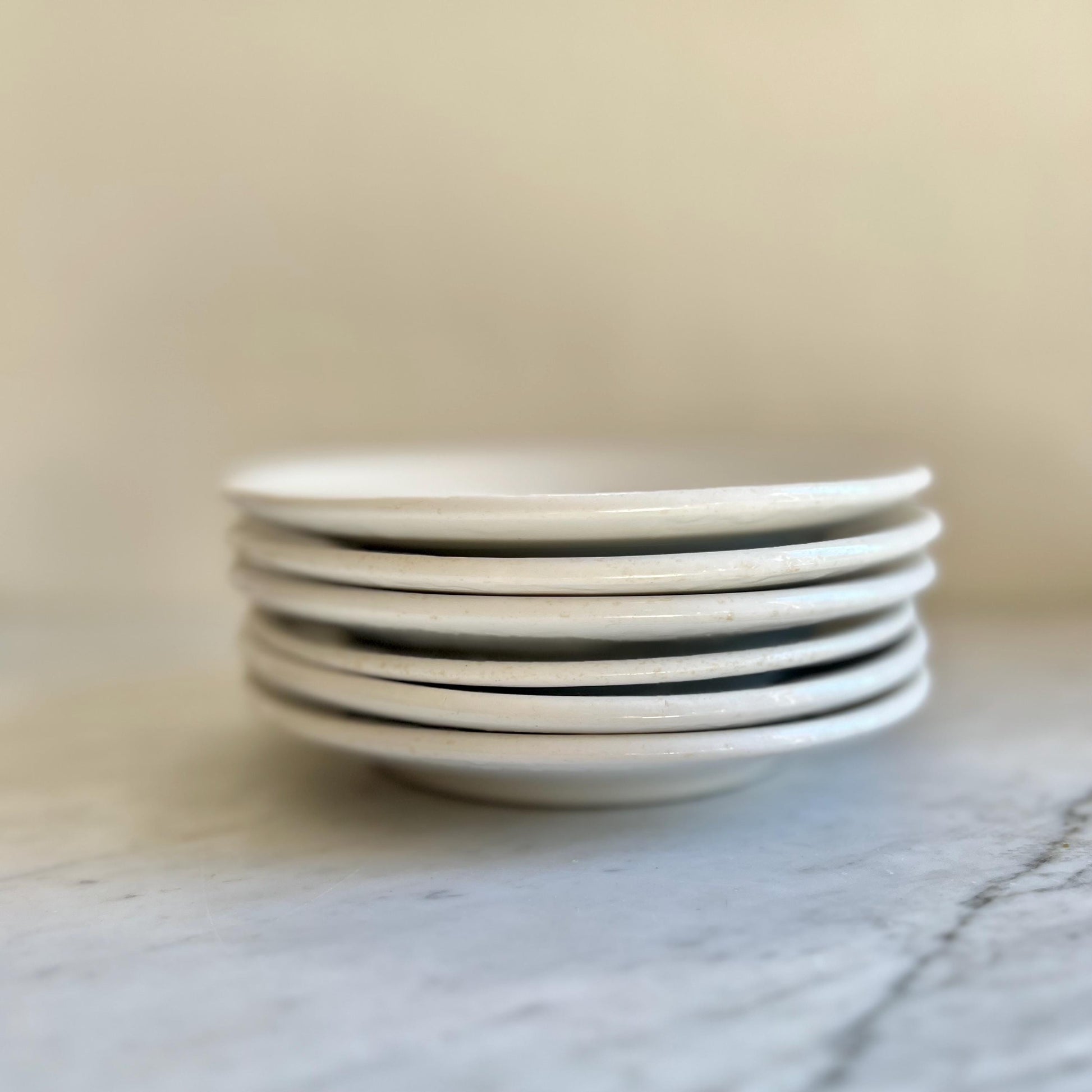 Six Ironstone Plates, 8" Lunch Plates, Instant White Neutral Plate Wall, Kitchen Decor, Old Ironstone china plates, Diner restaurant ware