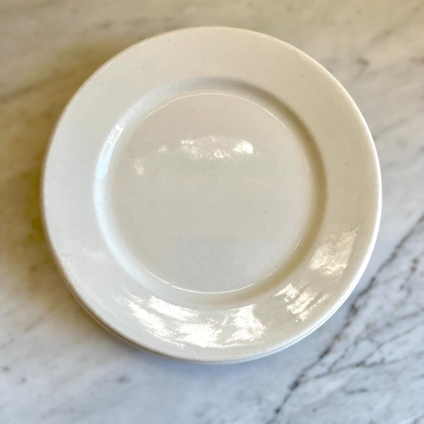 Six Ironstone Plates, 8" Lunch Plates, Instant White Neutral Plate Wall, Kitchen Decor, Old Ironstone china plates, Diner restaurant ware