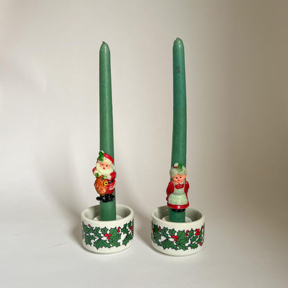 Colonial Candle Holly Christmas Candlestick Holder