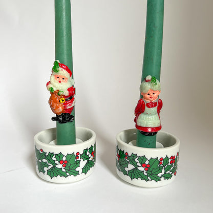 Colonial Candle Holly Christmas Candlestick Holder