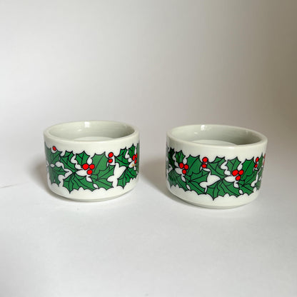 Colonial Candle Holly Christmas Candlestick Holder