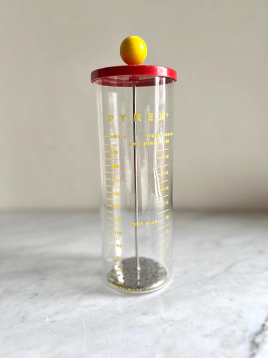 Vintage JAJ Pyrex Milk Frother: Red/Yellow Sputnik, Mid-Century Barware