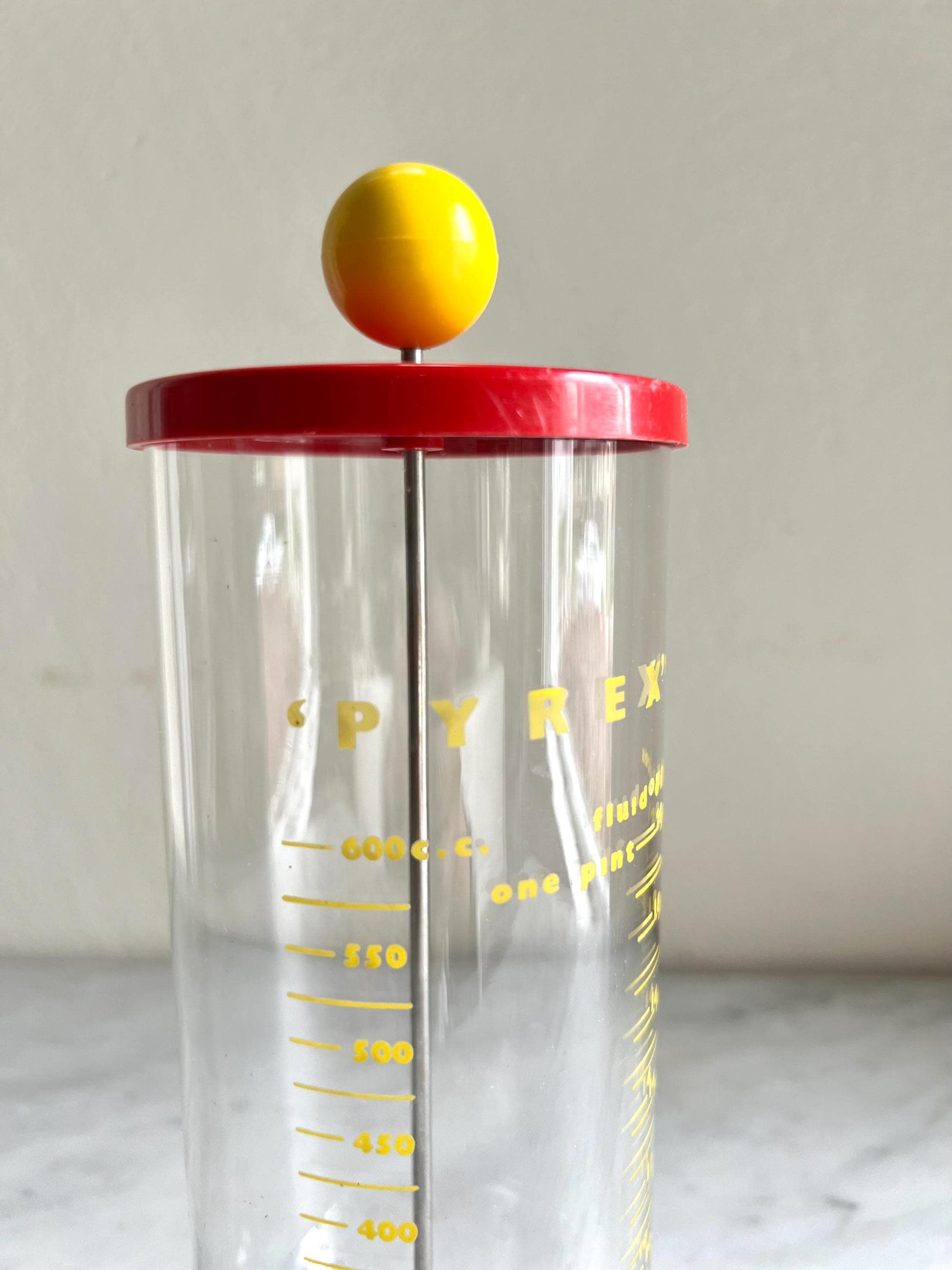 Vintage JAJ Pyrex Milk Frother: Red/Yellow Sputnik, Mid-Century Barware