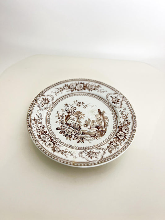 Antique Brown Transferware Plate – “Parma” by Livesley Powell & Co, Victorian Staffordshire