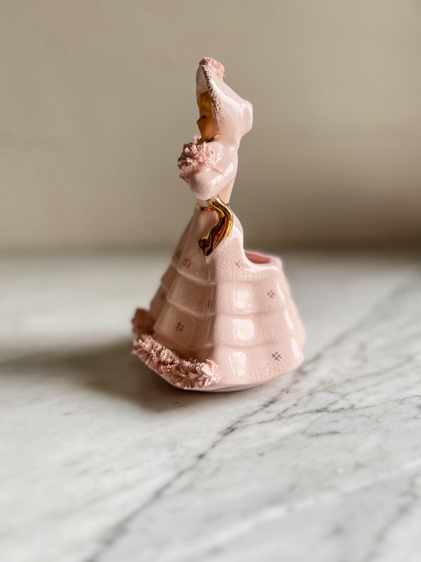 Vintage Pink Lady Planter: Southern Belle Ceramic Figurine, ArtMark Japan