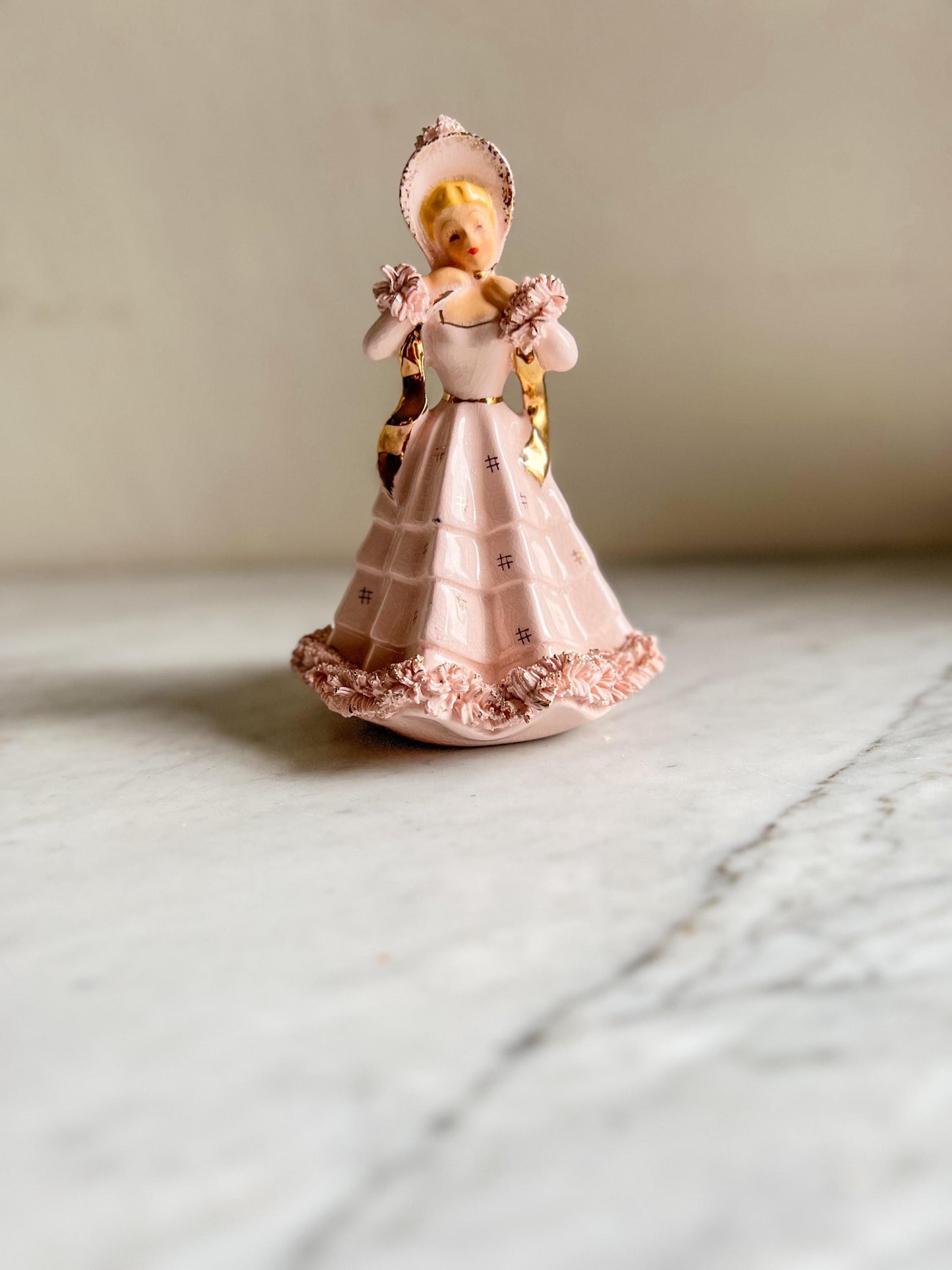 Vintage Pink Lady Planter: Southern Belle Ceramic Figurine, ArtMark Japan